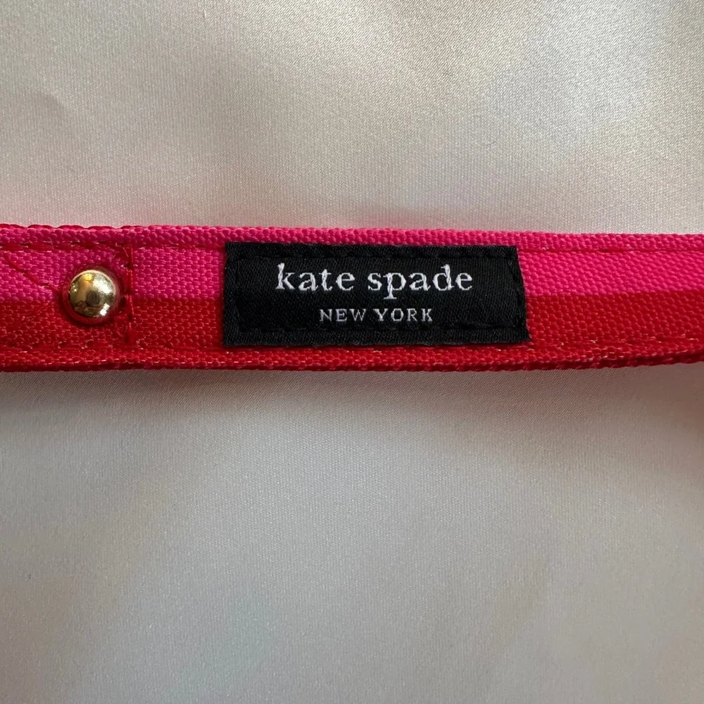 Kate Spade New York Red & Pink Stripe Dog Leash Gold Hardware‎